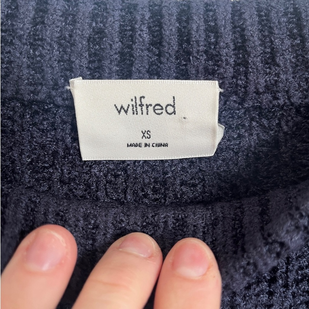 Wilfred Dark Blue Essential Chenille Crewneck Sweater Open Stitch Sz XS - Picture 5 of 9